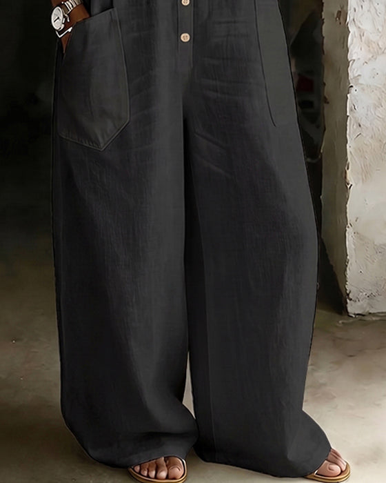 Kjeledress 100% Bomull Jakkeslag Casual Bredt Bein