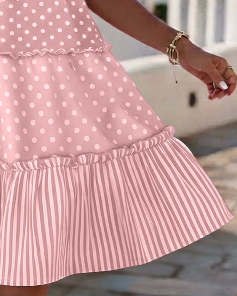 Kjole Prikket Stripe Lagdelt Spagetti