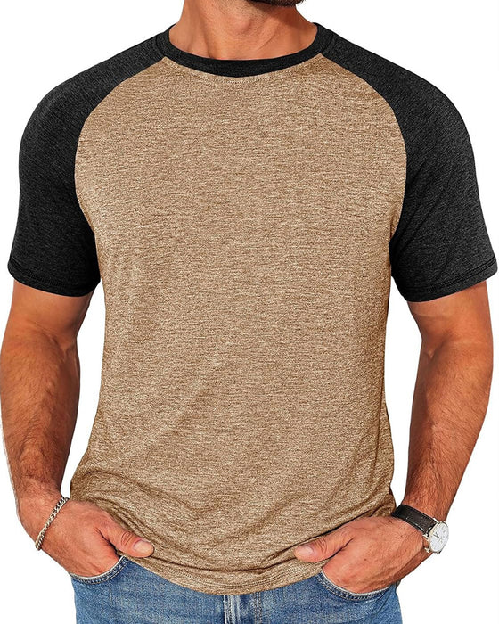 T-Shirt Kontrast Rund Hals Herre Tettsittende