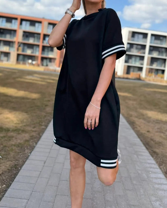 Kjole Rundhalset Stripe Casual