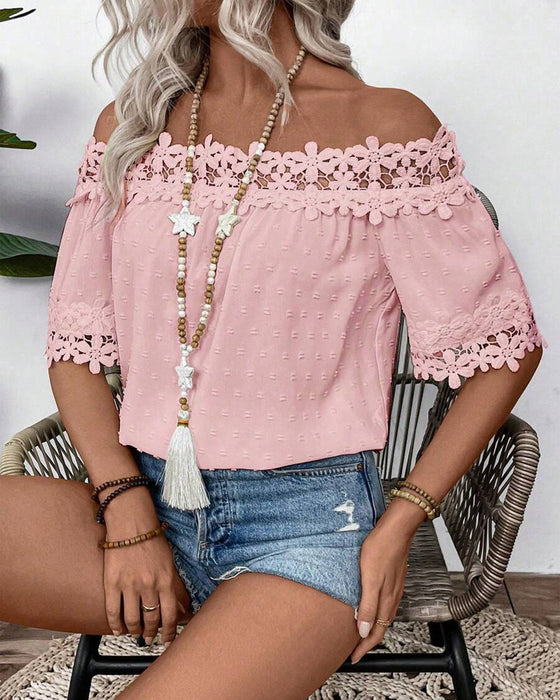 Bluse En-Skulder Knipling 3d-Blomst