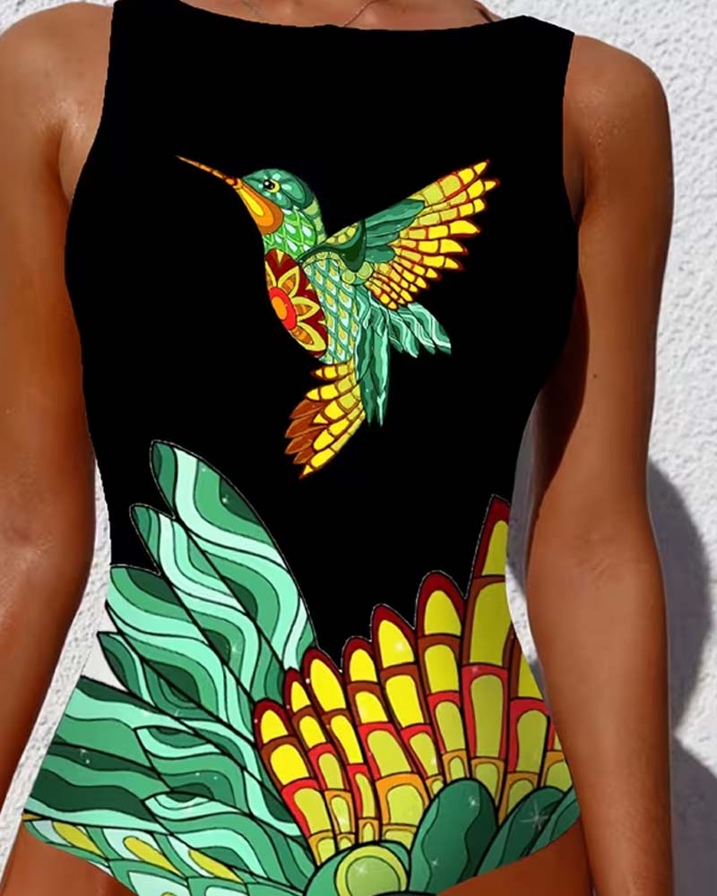 Ett Plagg Kolibri Blomstret