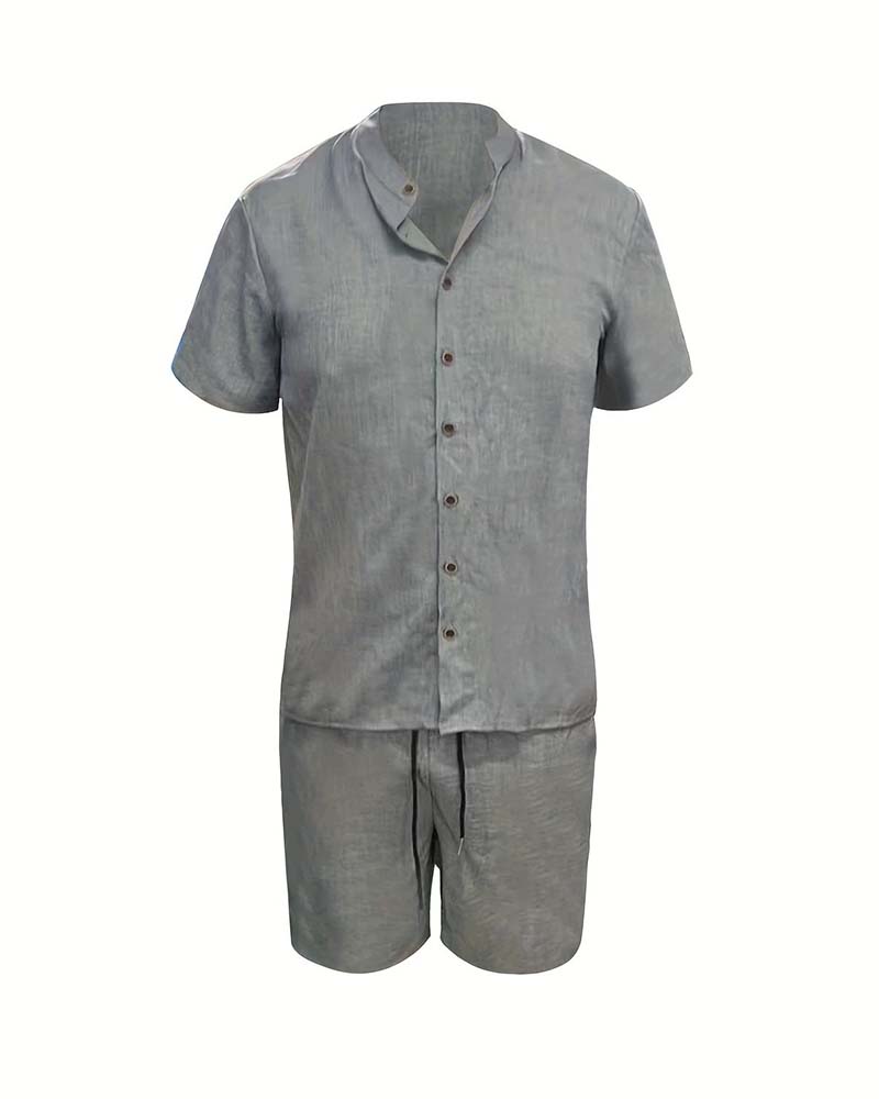 Herrer Sett Kortsermet Skjorte Og Shorts