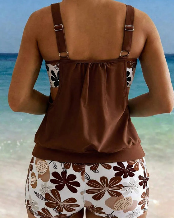 Tankinis Blomstrende Trykk Boy Short
