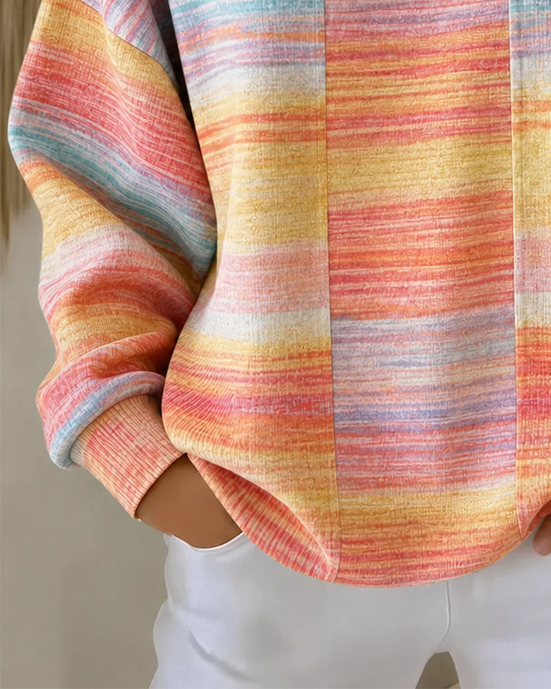 Sweatshirt Rundhalset Knapp Ombre