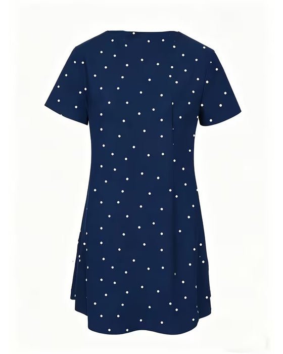 Bluse Polka Dot A-Linje Kort Erme
