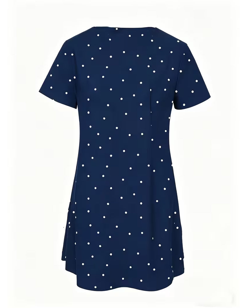 Bluse Polka Dot A-Linje Kort Erme
