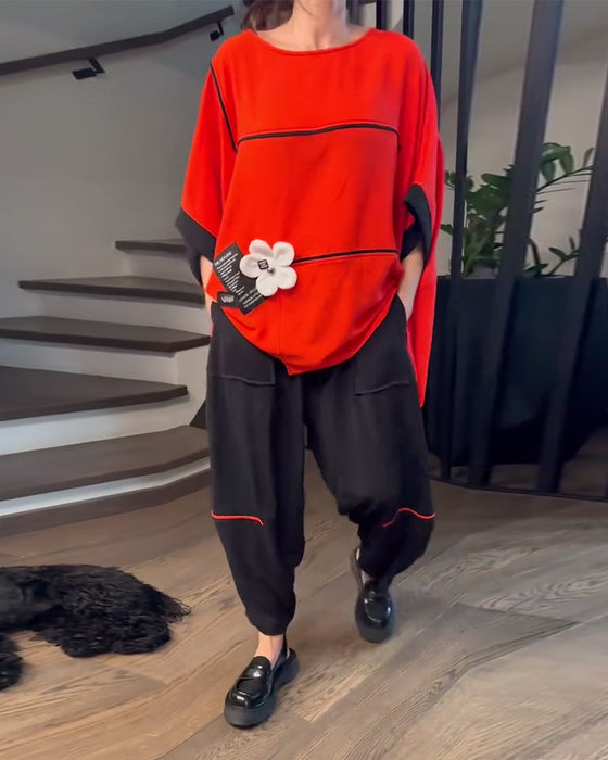 Sett Med Løse Bloomers Casual Fargeblokkering