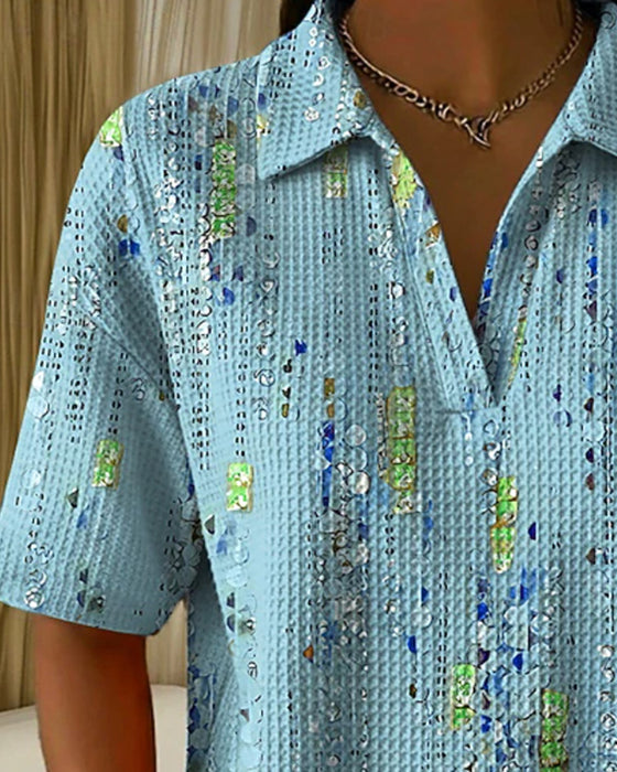 Bluse Avslappet Trykt Revers