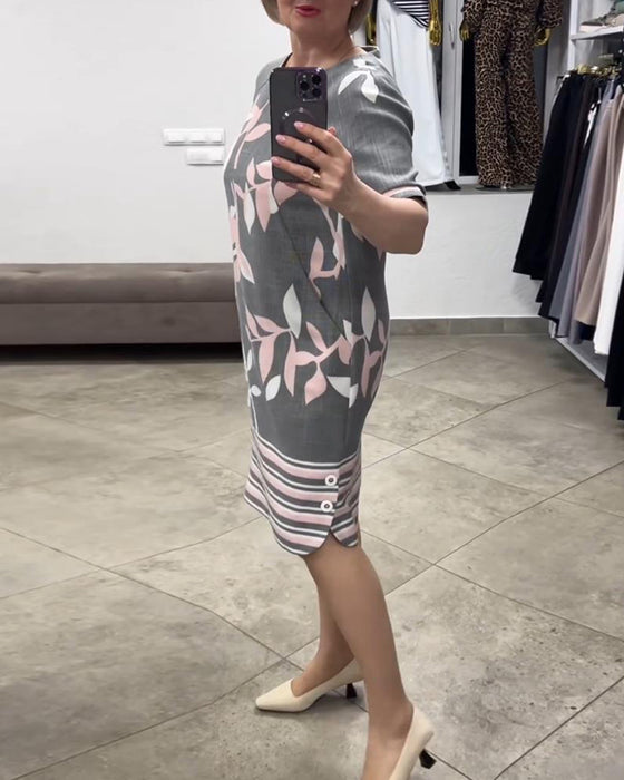 Casual kjole med bladstriper