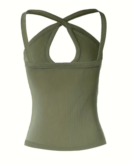 Cami Top Halter Hals Uthulet Ribbet