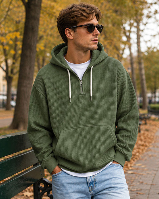 Hoodie Herre Solid Glidelås Pullover