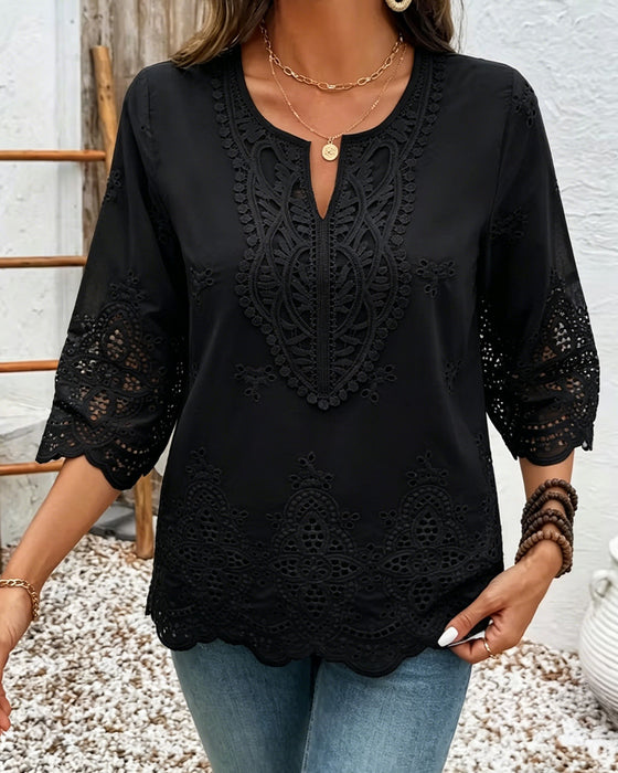 Bluser Sexy Gjennombrutt Blonde V-Hals