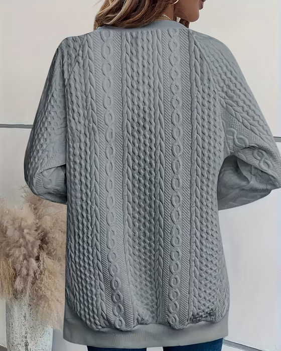 Sweatshirt Rund Hals Avslappet Splitt Lomme