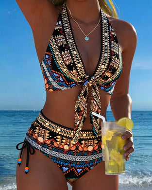 Bikini Bohemisk Geometrisk Halter
