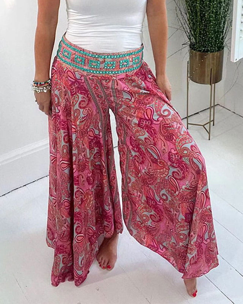 🌸 Mønstret Avslappet Halvlångt Skjørt