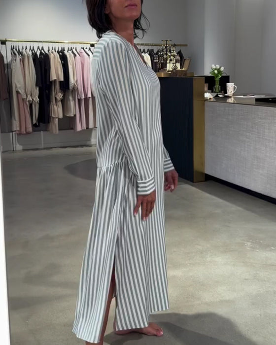 Kjole Stripete Sidesplitt Maxi