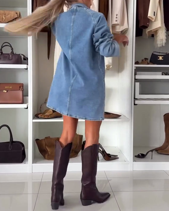 Kjole Løs Trekvarts Raglanermer