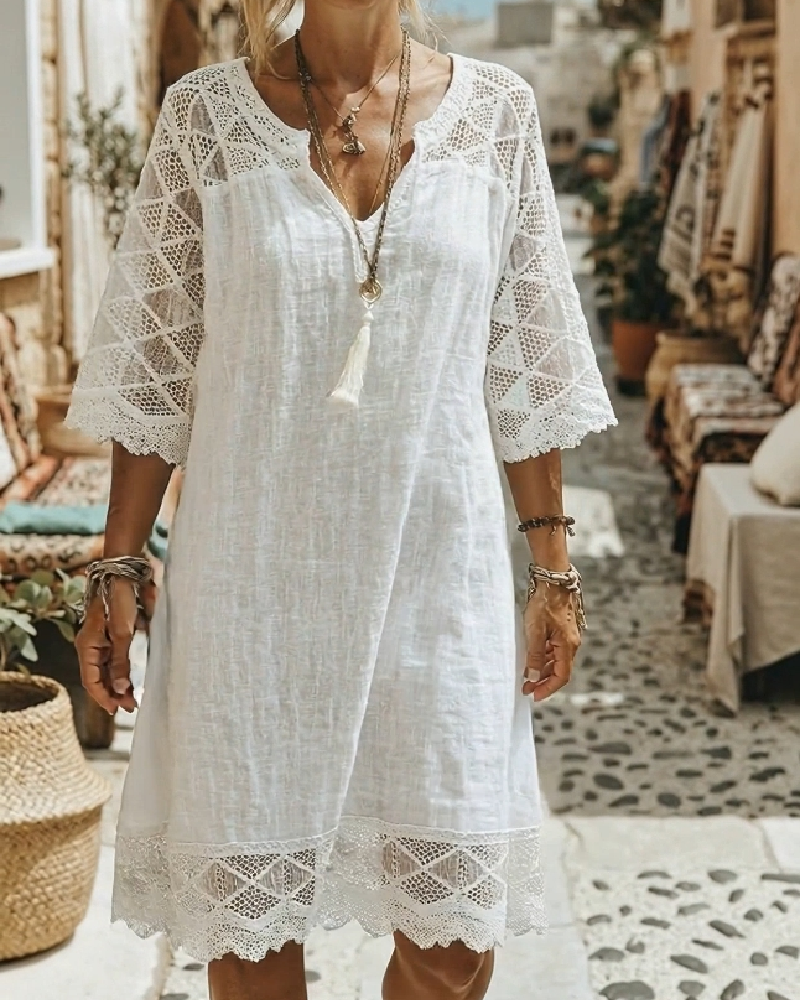 jole V-hals Knipling Patchwork Casual