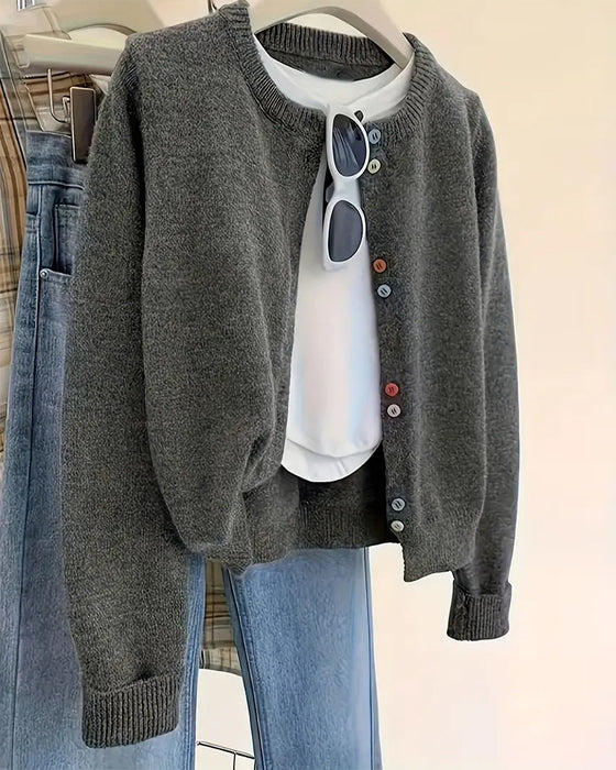 Cardigan uformell ensfarget langermet