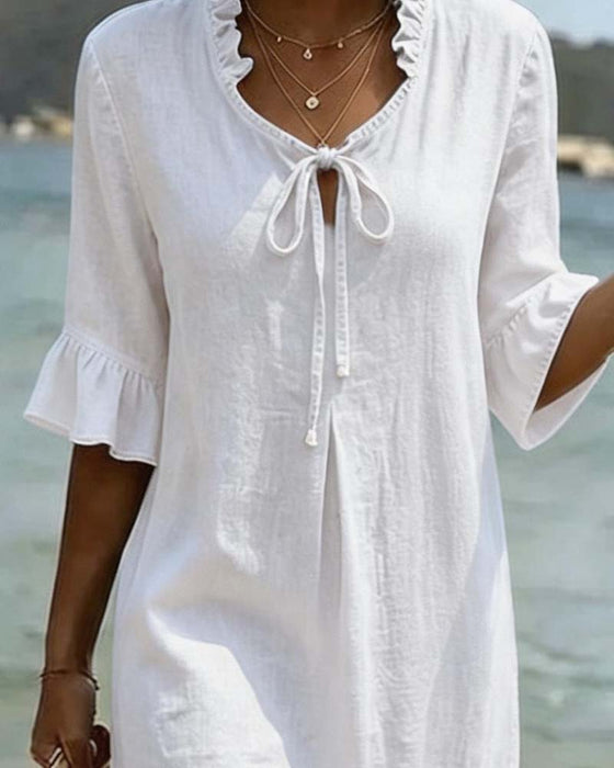 Kjole Med Snøring Og Volangermer