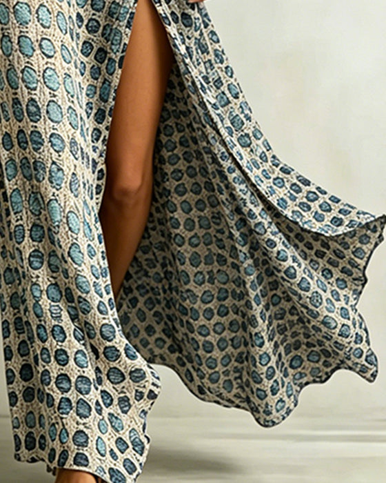 Kjole Off-Shoulder Polka Dot Splitt