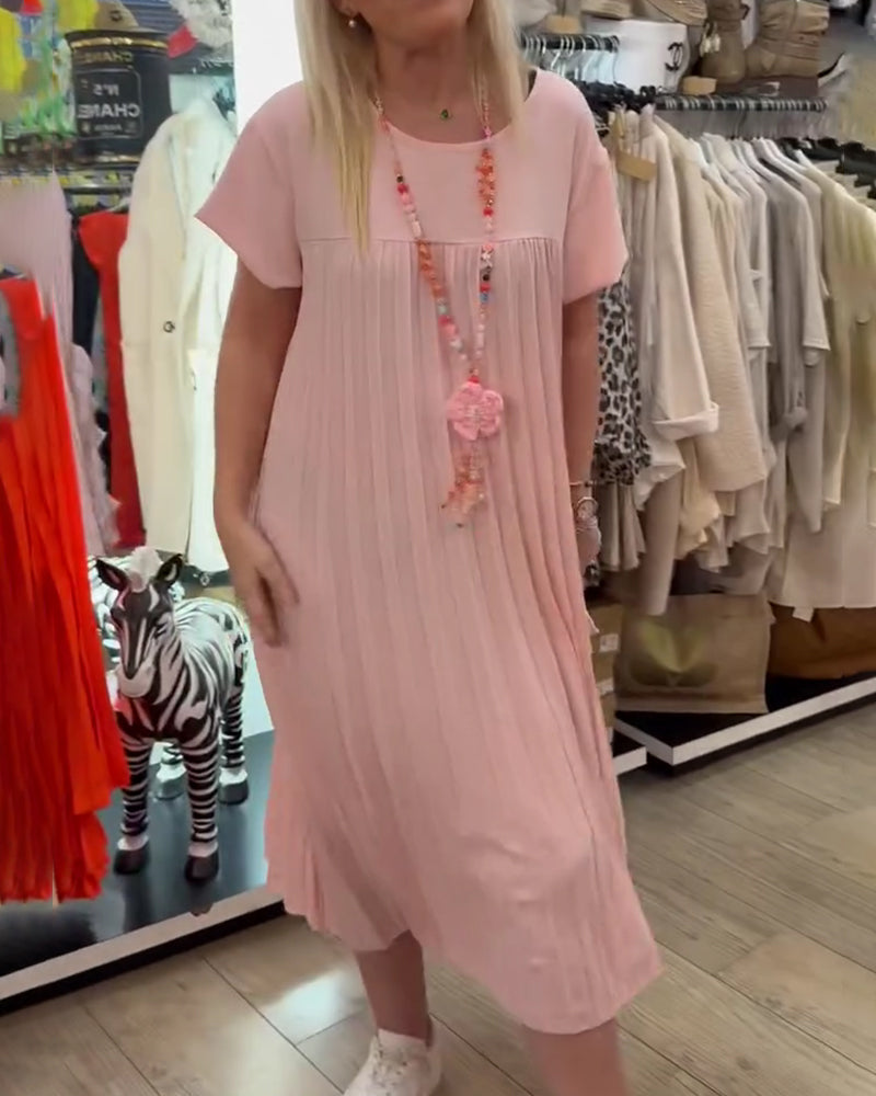 Kjole Plissert Løs Plussstørrelse