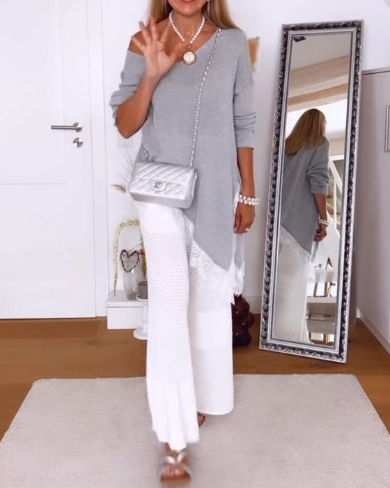 Pullover Off-Shoulder Fald Uregelmessig