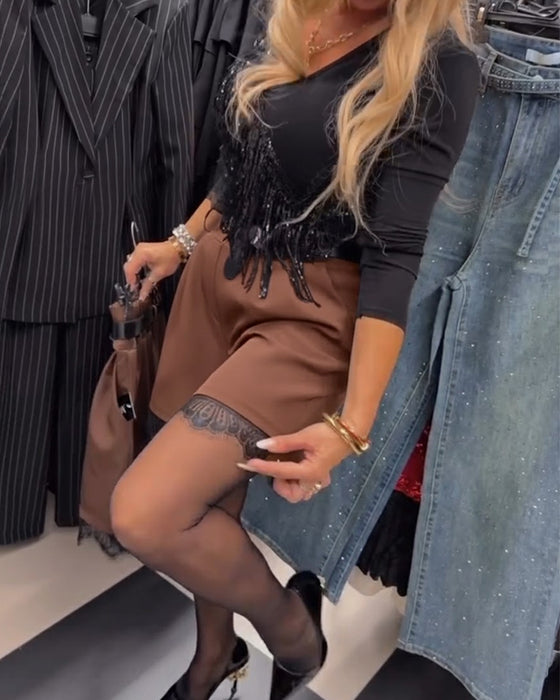 Shorts Elegant Kniplingkantet