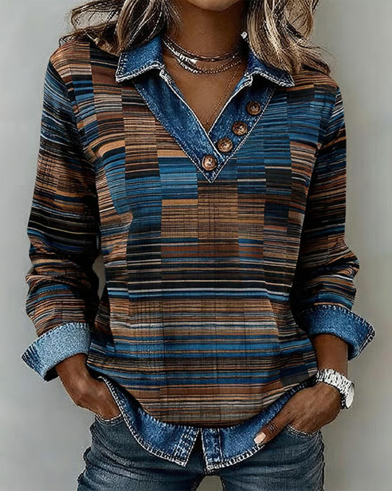 Topp Denim Patchwork Stripe Vintage