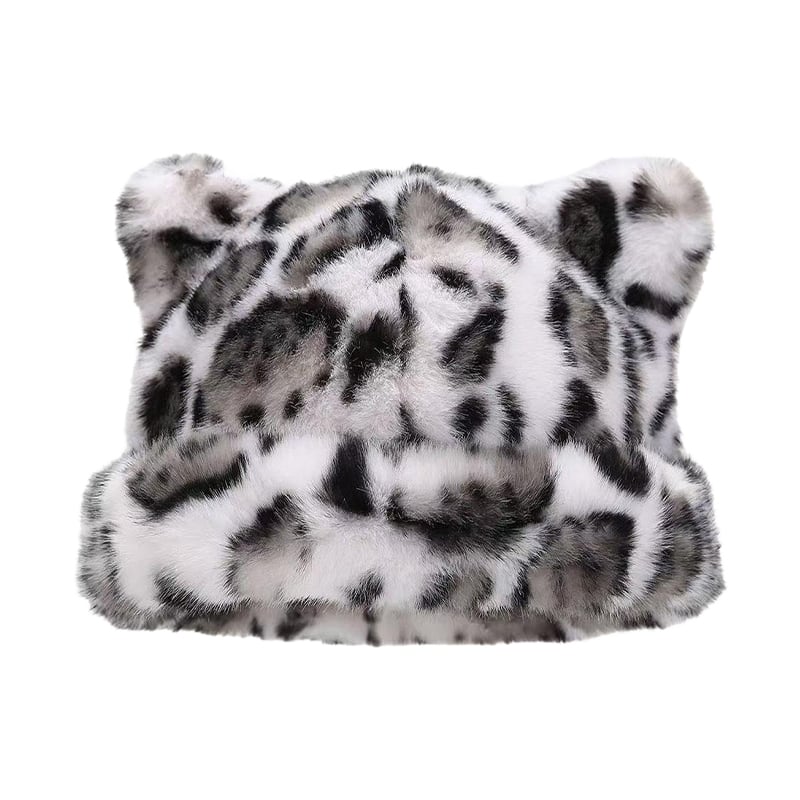 Hatt Leopardmønster Plysj Katteøre