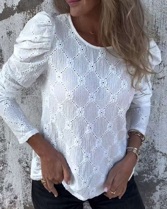 Bluse Med Puffermer Og Cutout