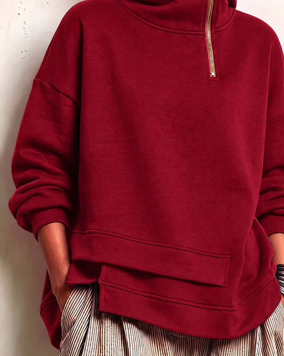 Sweatshirt Turtleneck Glidelås Uregelmessig