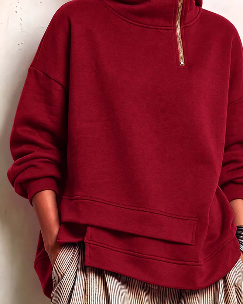 Sweatshirt Turtleneck Glidelås Uregelmessig