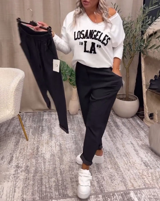 Uformelle ensfargede bukser med lomme