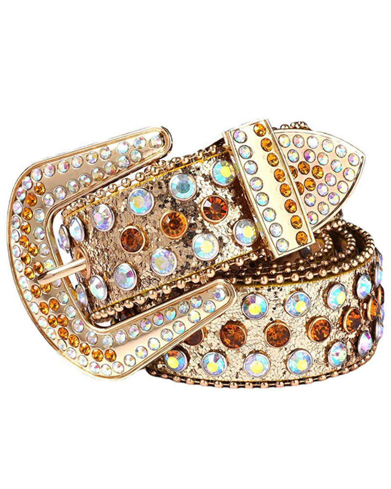 JASGOOD Belte For Kvinner Og Menn Med Strass, Bling Western Cowgirl Cowboy Nagleskinnbelte, Diamant Midjebelte For Jeans Og Bukser