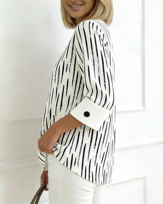 Bluse Linjetrykk 3/4-Erm