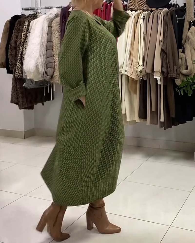 Rund Halsring Pluss-Størrelse Løs Kjole