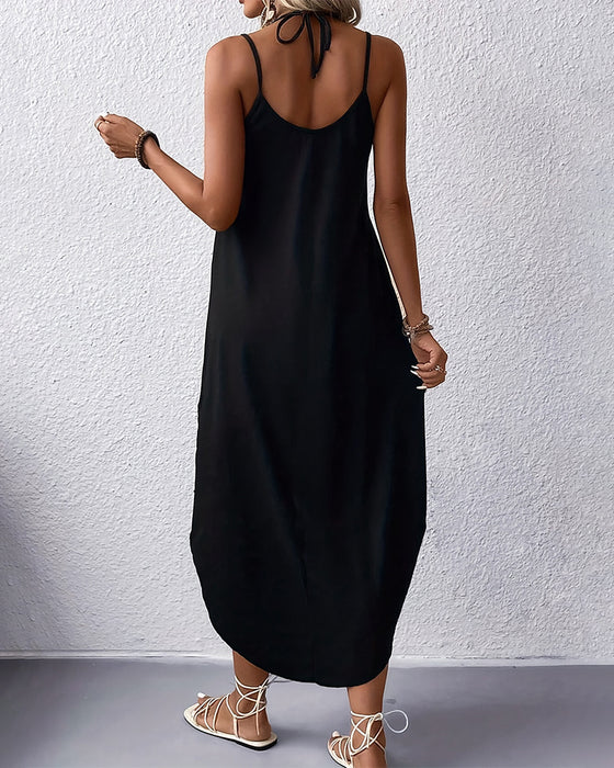 Kjole V-Hals Hengsel Splitt Trykt