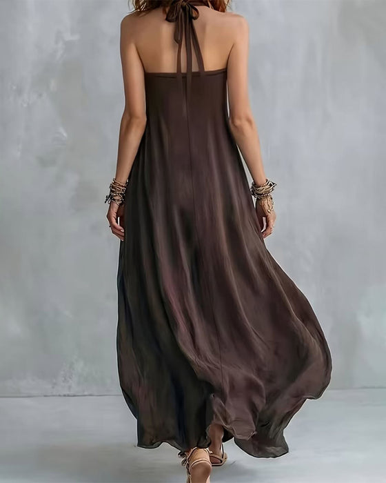 Kjole Halter Drapert Premium Lang