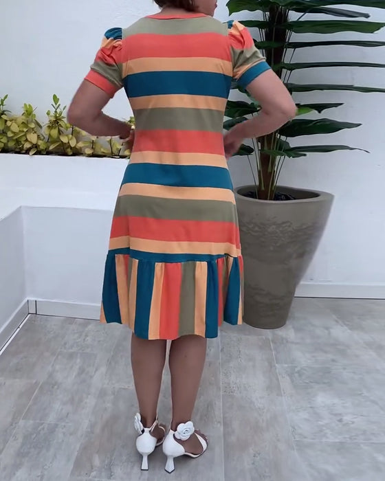 Kjole avslappet kortermet stripete