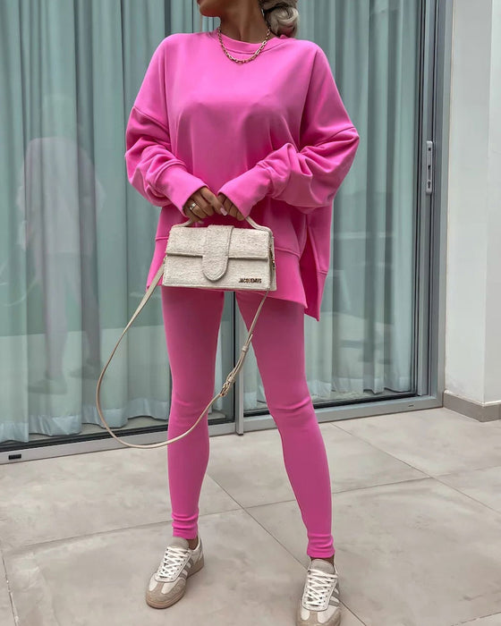 Sett Slim Bukse Løs Sweatshirt
