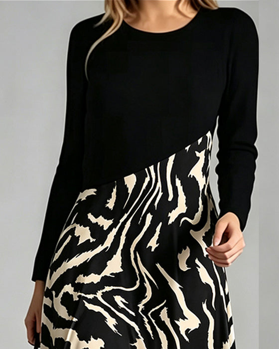 Kjole Patchwork Zebra Lang Erme