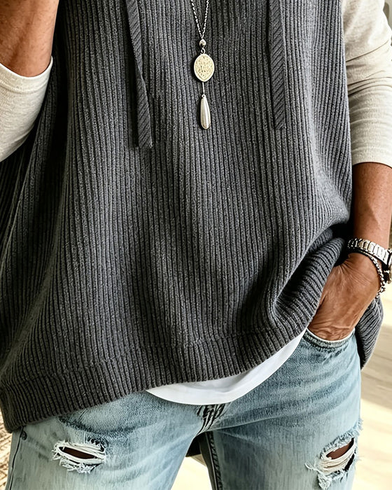 Tanktop Med Hetta Ribbet Snøring Pullover