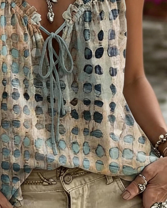 Tank Tops Polka Dot Trykk Rynking