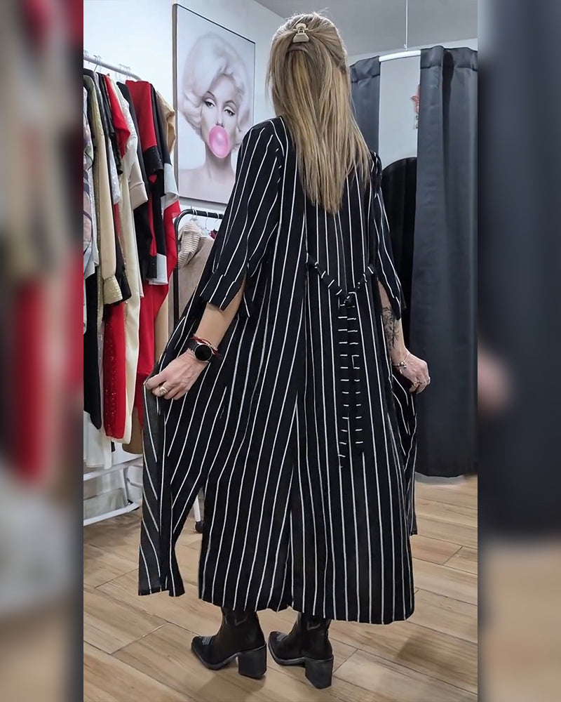 Kåpe Skjorte Krage Knapp Stripe Splitt