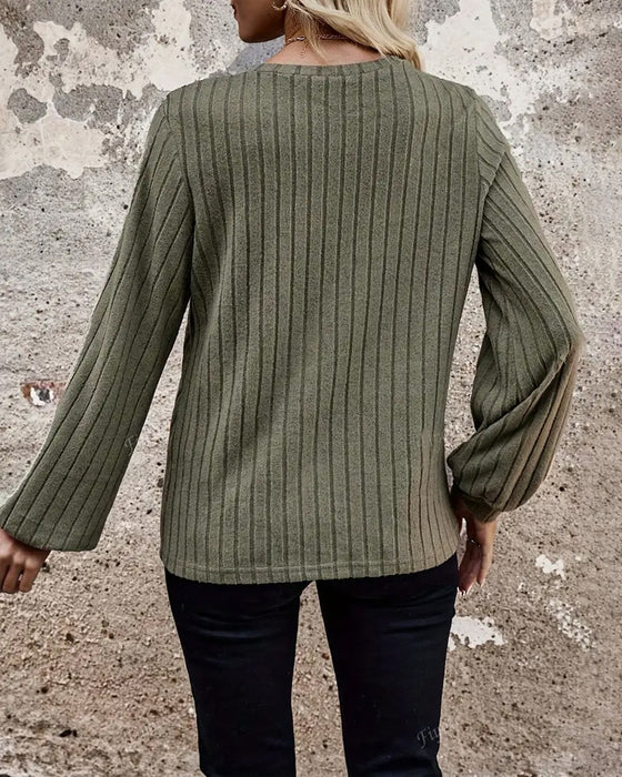 Topp Ribbet Strikket Leopardprint