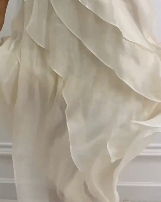Kjole Ermeløs Ruffle Elegant