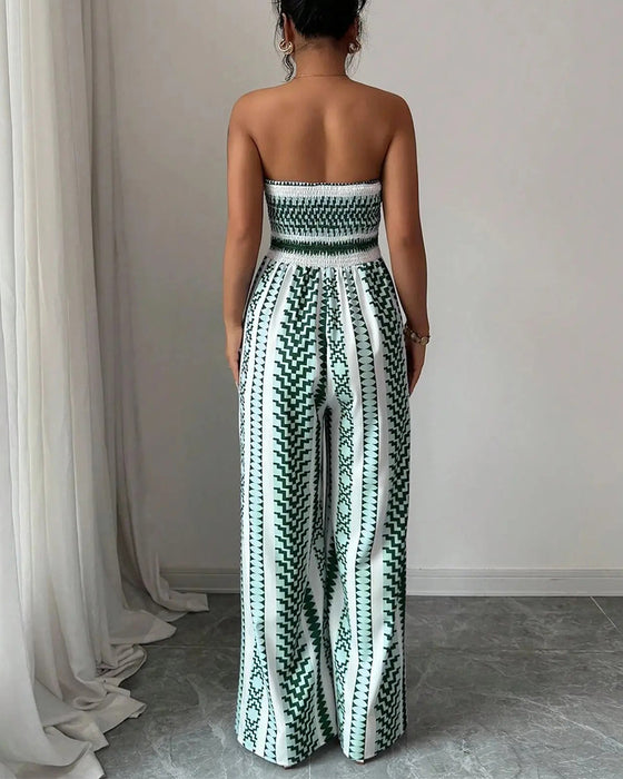 Jumpsuit Geometrisk Bandeau Spalte Bred Ben
