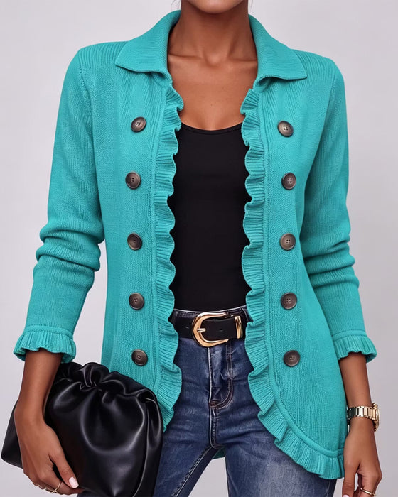 Cardigan Jakkeslag Ruffle Knapp